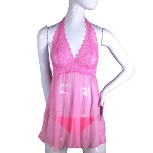 Forever 21 Intimates pink halter top babydoll night dress size medium